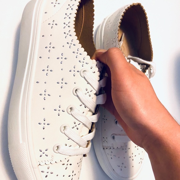Studded Scalloped Lace Up Sneakers (Loft) - Picture 1 of 4